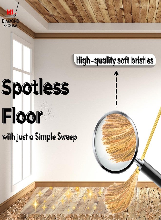 MS DIAMOND Angle Shaped Less Dust Grass Hard Floor Broom, Longhandle Wooden Jhadu for Home Cleaning (1) - Image 2